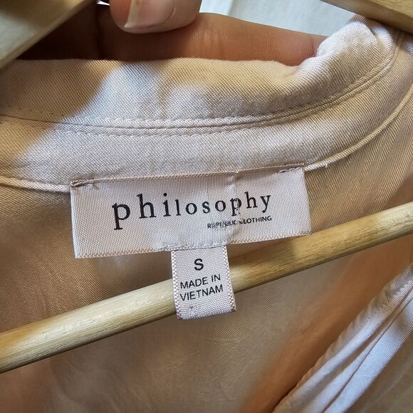 Philosophy Women's Vest Long Duster Pleated Pink Pockets Open Front Boho Small - Picture 5 of 11